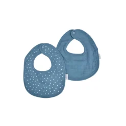 LOT 2 BAVOIRS GAZE DE COTON ET EPONGE 22X27CM BLEU FONCE