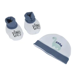 LOT BONNET CHAUSSONS NAISSANCE COTON DINO WORLD