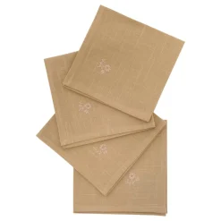 LOT 4 SERVIETTES JOY BRODE BEIGE 40X40CM