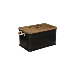 MALLE METAL BOIS NOIR CUBA D.45.2X30X25CM