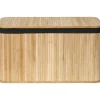 MALLE RECTANGULAIRE 75.5X38.5X42.5CM BAMBOU TISSU LIN NOIR