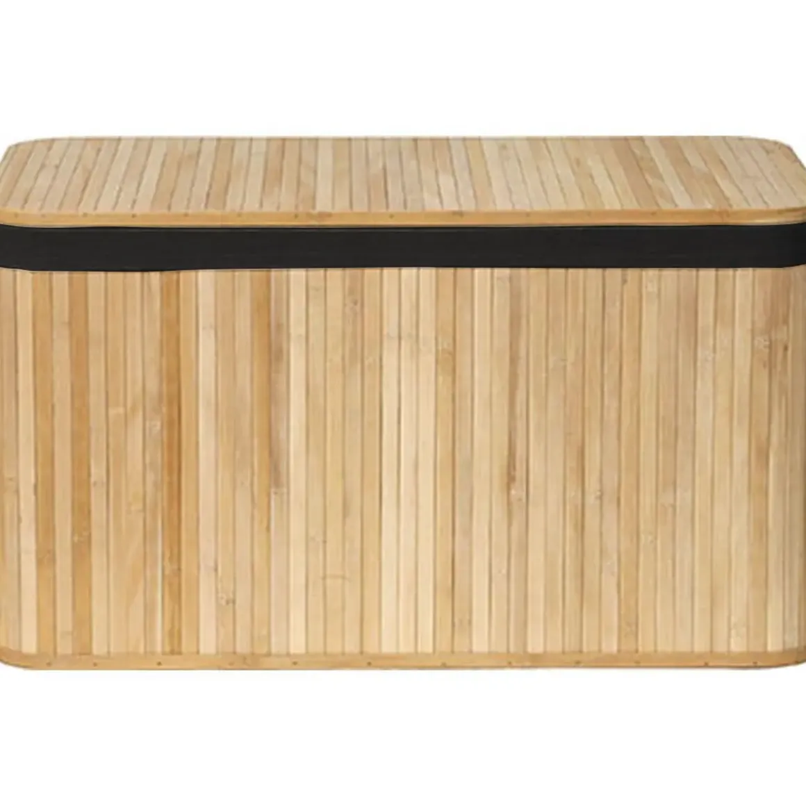 MALLE RECTANGULAIRE 75.5X38.5X42.5CM BAMBOU TISSU LIN NOIR