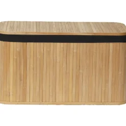 MALLE RECTANGULAIRE 66.5X29X38CM BAMBOU TISSU LIN NOIR