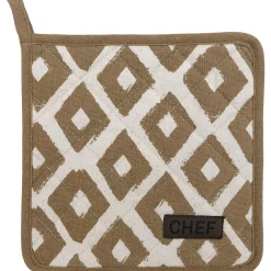 MANIQUE CHEF LOSANGE 20X20CM COTON TAUPE