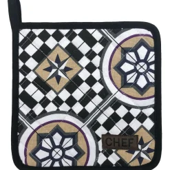 MANIQUE CHEF MOSAIQUE 20X20CM COTON FRAMBOISE