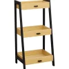 MEUBLE BAMBOU FORME PYRAMIDE 3 ETAGERES POIGNEES METAL CEBU