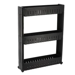 MEUBLE DE RANGEMENT 3 NIVEAUX SUR ROULETTES NOIR
