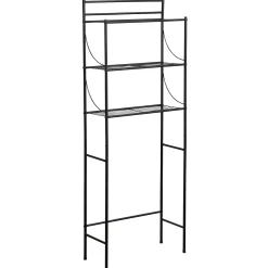 MEUBLE METAL 3 TABLETTES POUR TOILETTES NOIR