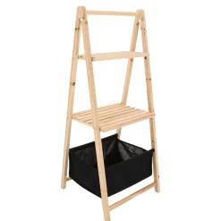 MEUBLE SAPIN 2 ETAGERES ET 1 PANIER NATUREL NOIR