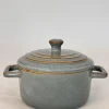 MINI COCOTTE GRIS PORCELAINE EMAIL REACTIF D.10CM
