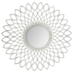MIROIR FLEUR ARGENTE D.90CM