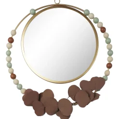 MIROIR MURAL DORE FEUILLES TERRACOTA D.33CM