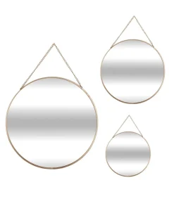 MIROIR ROND METAL CHAINE X3 OR