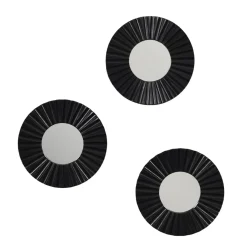 MIROIR ROND X3 PIECES NOIR ET DORE 21CM