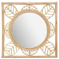 MIROIR ROTIN FLEUR AONI 52X52CM