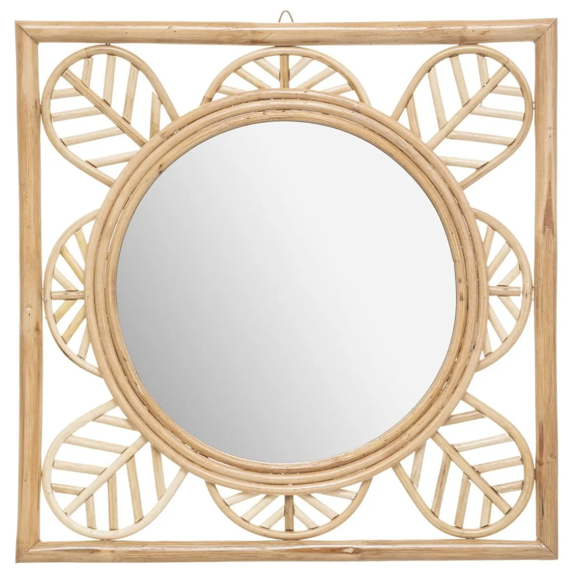 MIROIR ROTIN FLEUR AONI 52X52CM