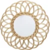MIROIR ROTIN FLEUR D.50CM DORE