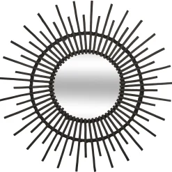 MIROIR ROTIN NOIR D.76CM