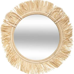 MIROIR ROTIN RAPHIA SAFARI D.38CM
