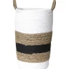 MOYENNE PANIERE RONDE VEGETALE ET PAPIER BLANC NATUREL NOIR