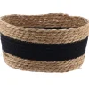 MOYEN PANIER PAILLE ET COTON 28X18X14CM NATUREL NOIR
