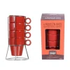 4 MUG EMPILABLE ROUGE AVEC RACK 22CL GRES