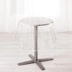 NAPPE CRISTAL RONDE 180 CM PVC UNI GARDEN BIAIS BLANC