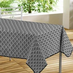 NAPPE RECTANGLE 140X240 CM PVC IMPRIME ARCHIBALD NOIR GRIS