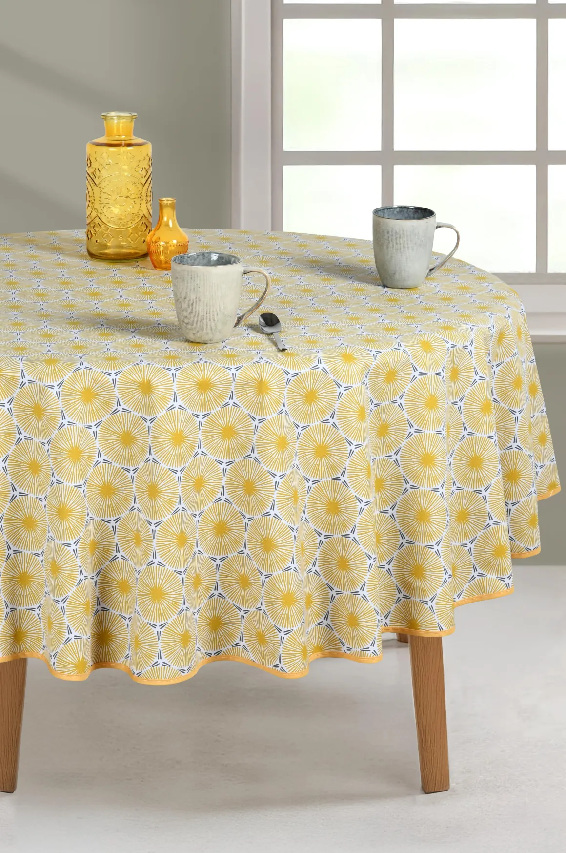 NAPPE RONDE 160CM CYCAS JAUNE