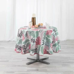 NAPPE RONDE 180 CM POLYESTER IMP BEAUTY JUNGLE ROSE