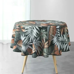 NAPPE RONDE 180 CM POLYESTER IMPRIME ALIANOR KAKI