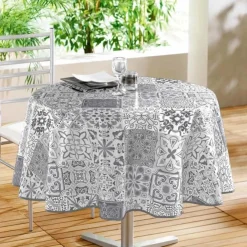 NAPPE RONDE 160CM PVC IMP PERSANE GRIS