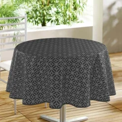 NAPPE RONDE 160 CM PVC IMPRIME MODERNA NOIR