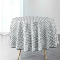 NAPPE RONDE D.180CM IMPRIME ARTCHIC BLANC