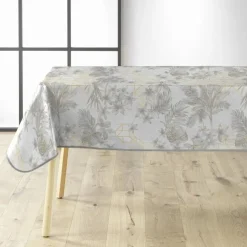 NAPPE 140X240CM PVC IMPRIME METALLISE COCONUT GRIS