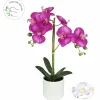 ORCHIDEE POT CERAMIQUE BLANC H.52CM BLANC ET FUCHSIA