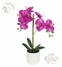 ORCHIDEE POT CERAMIQUE BLANC H.52CM BLANC ET FUCHSIA