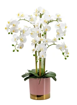 ORCHIDEES GEANTES TOUCHER NATUREL X6 BRANCHES ROSE OR H.80CM