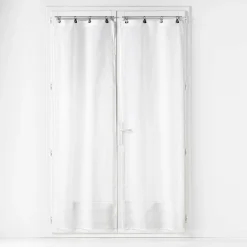 PAIRE DROITE ANNEAUX 70X200CM VOILE TISSE LINKA BLANC
