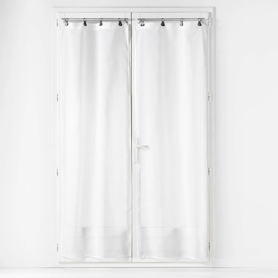 PAIRE DROITE ANNEAUX 70X200CM VOILE TISSE LINKA BLANC
