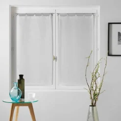 PAIRE DROITE ANNEAUX 2X60X90CM VOILE TISSE MILZA BLANC