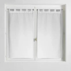 PAIRE DROITE PASSANTS 2X60X90CM VOILE SABLE POUPETTE BLANC