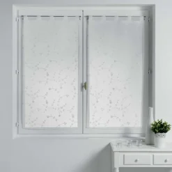 PAIRE DROITE PASSANTS 2X60X120CM VOILE SABLE PETITE FLEUR