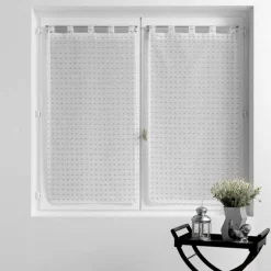PAIRE DROITE PASSANT 2X60X120CM POMPONS POMPONELLA BLC GRIS