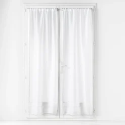 PAIRE DROITE PASSE TRINGLE 70X200CM VOILE SABLE LISSEA BLANC