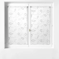 PAIRE DROITE PASSE TRINGLE 2X60X90CM BRODE HOOPS GRIS