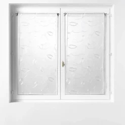 PAIRE DROITE PASSE TRINGLE 2X60X160CM BRODE HOOPS BLANC