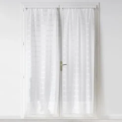 PAIRE DROITE TRINGLE 70X200CM VOILE SABLE CANDIDE BLANC