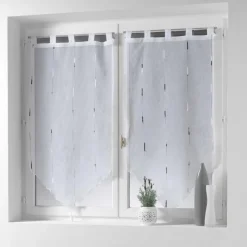 PAIRE POMPON PASSANTS 60X160CM CHENILLA GRIS
