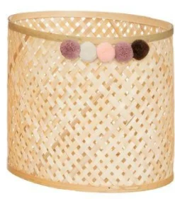 PANIER BAMBOU CAMPAGNE POMPON D.33.5X22.5X25.5CM